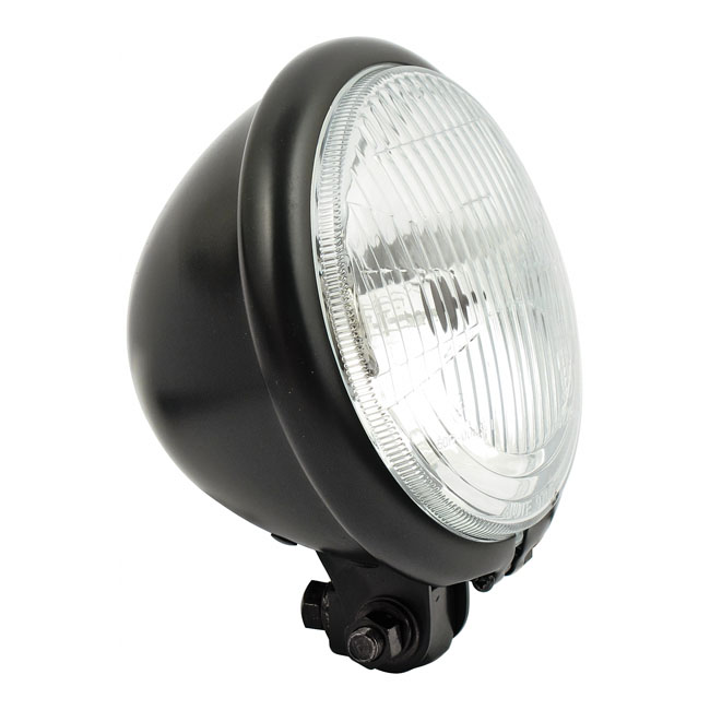Bates Style 5 ¾” Chrome H4 Halogen Headlamp – Bottom Mount, Street Motorcycle