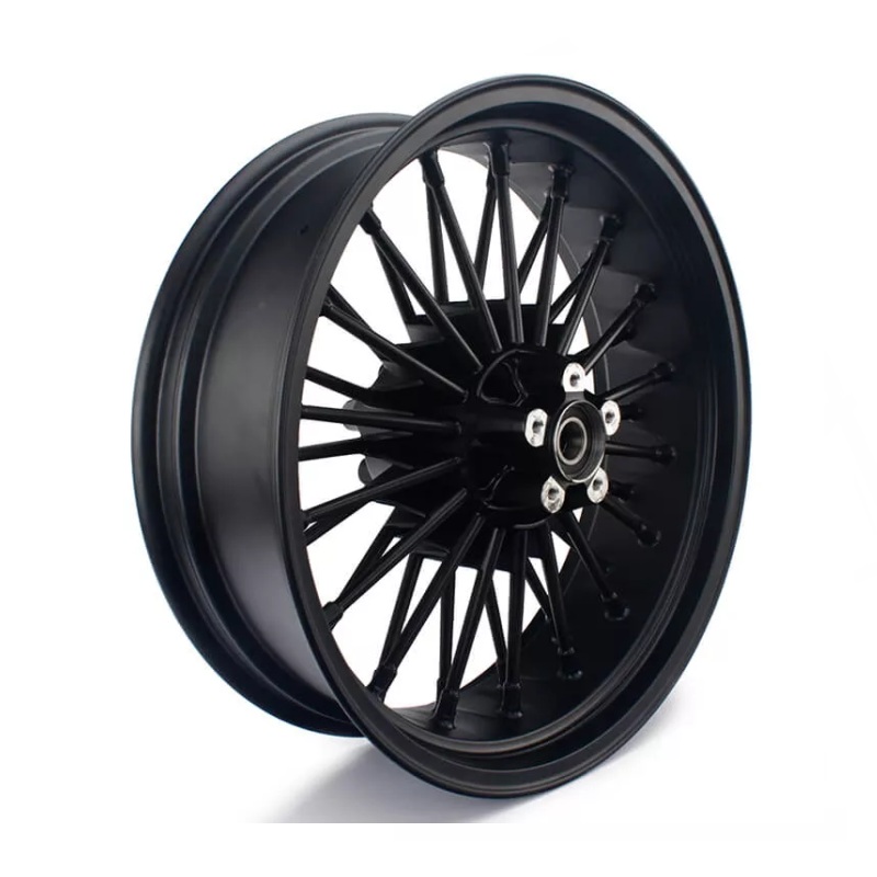 Helstøpt aluminium fat-spoke bakfelg 3,50" X 18" 00-08 mod Sort
